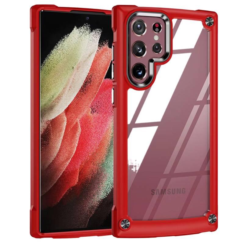 غطاء واقي | حماية من السقوط | أحمر | TPU+PC | تغطية كاملة | مقاوم للصدمات لـ Samsung Galaxy S22 Ultra - Image 1