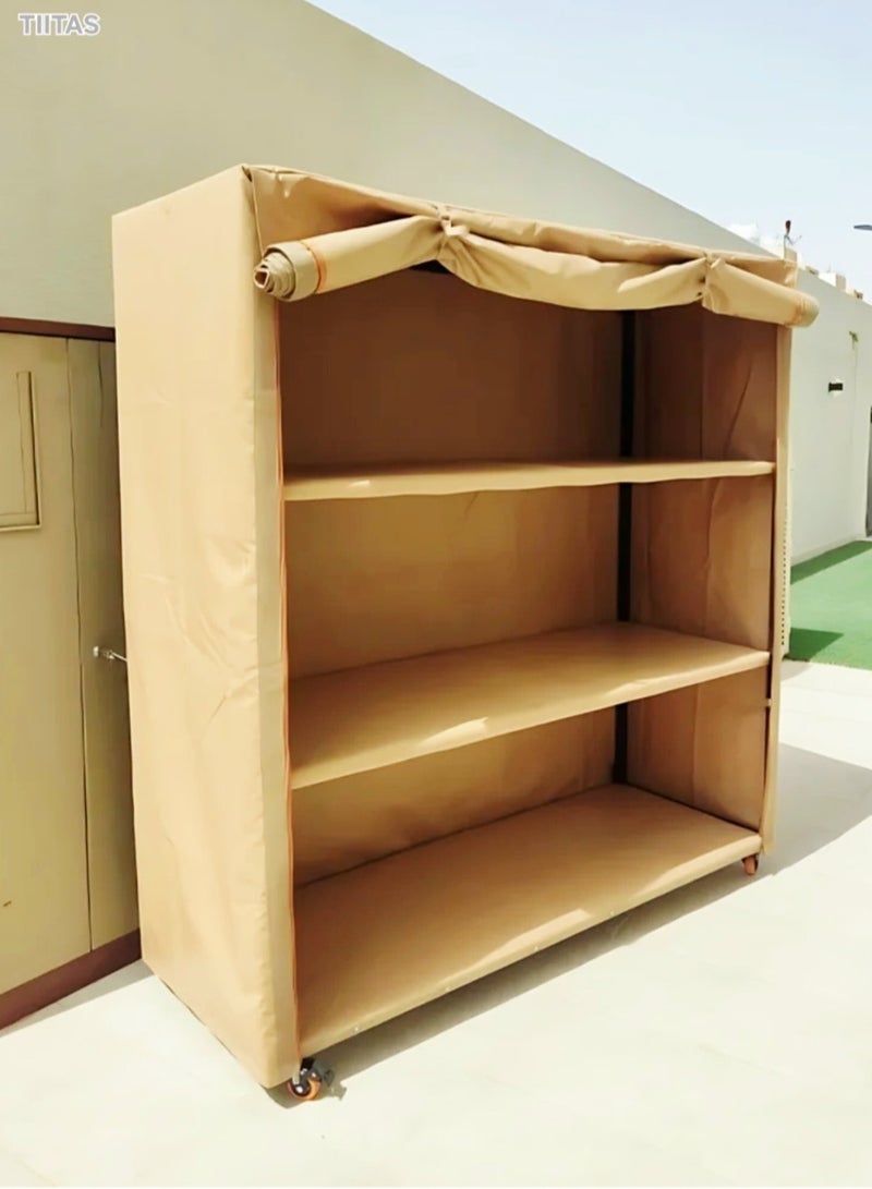 تيتاس خزانة تخزين قابلة للطي  – سعة كبيرة 200×200×70 سم، متينة وعملية، منظم ملابس بجودة عالية للاستخدام في المنزل، غرفة النوم، المكتب والخارجية - Image 1