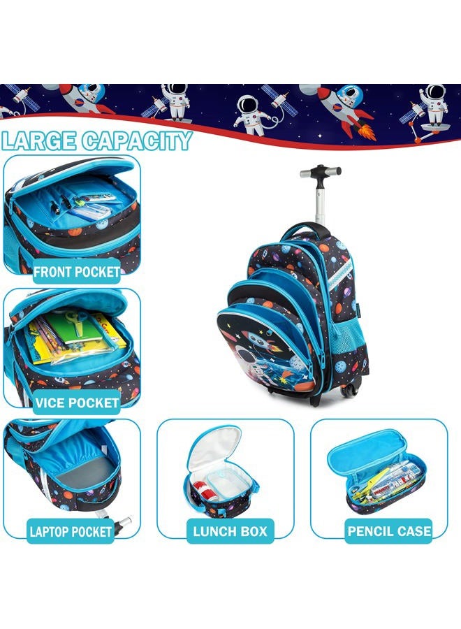 Meetbelify Girls Rolling Backpack Wheels Backpacks for Girls for School Wheeled Trolley Luggage, Blue Panda, Laptop - Image 5