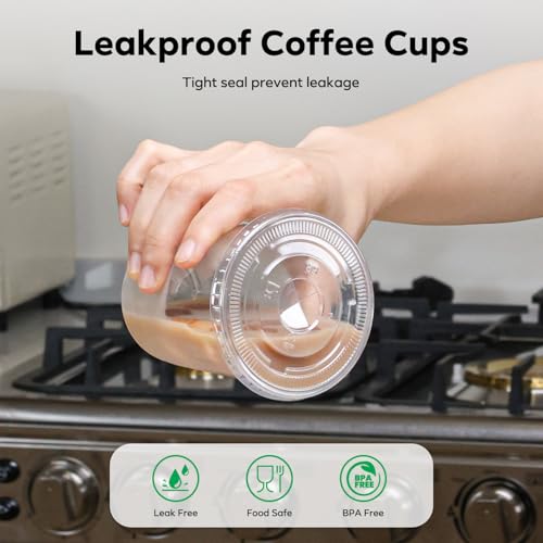 Etersky 50PCS 12 oz Clear Plastic Cups with Lids and Colorful Straws, Round Bottom Disposable To Go Iced Coffee Smoothie Juice Boba Cups, PET Party Cups for Holiday, Birthdays, Picnics, Valentine's Day - Image 4