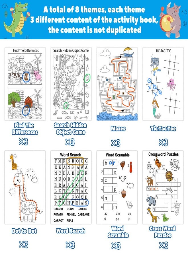 مجموعة كاليسكي من 24 كتاب أنشطة للأطفال من عمر 3-5 و6-8 سنوات، هدايا حفلات للأطفال من عمر 8-12 سنة، كتب ألغاز صغيرة مع أقلام تلوين، هدايا عيد ميلاد للأطفال الصغار، جوائز صفية - Image 3