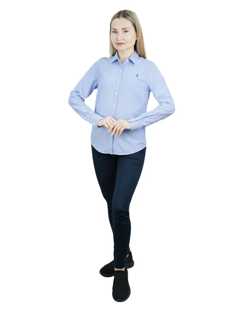 GIORDANO  Women's Cotton Oxford Slim fit Shirt with Lion Embroidery for Women | Best Price UAE