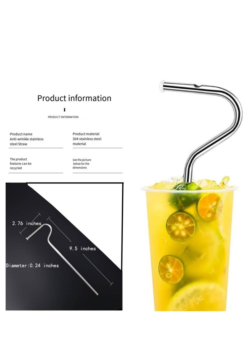 Oasisgalore 4 PCS Anti Lip Wrinkle Metal Straw Reusable Stainless Steel Straws with 2 Brush  - Image 2