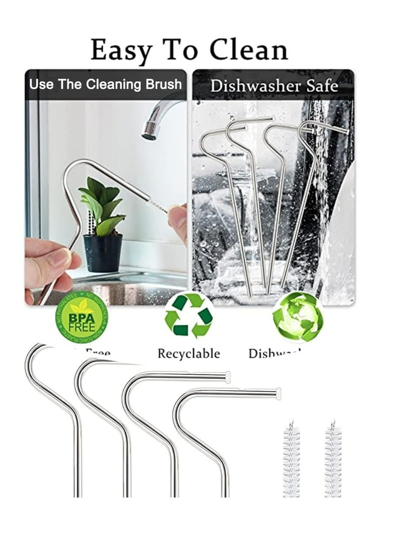 Oasisgalore 4 PCS Anti Lip Wrinkle Metal Straw Reusable Stainless Steel Straws with 2 Brush  - Image 3