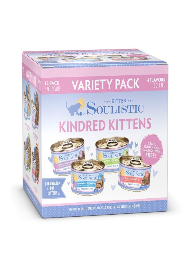 Soulistic Kitten, Kindred Kittens Variety Pack, 3oz Can, Pack of 12 - Image 1