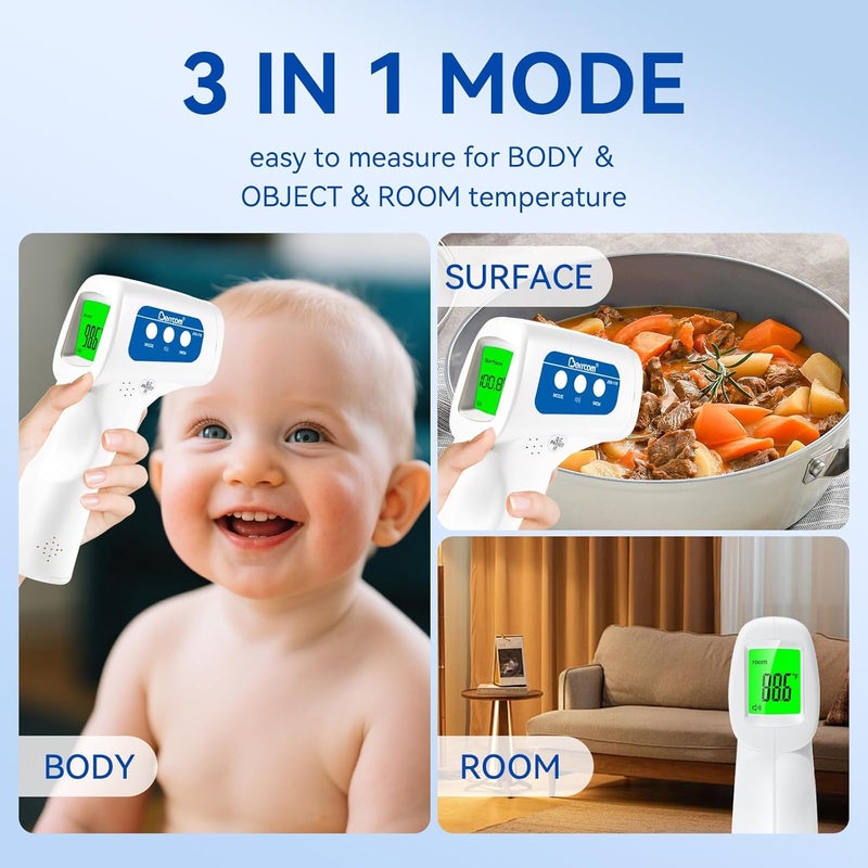 Berrcom 3-in-1 Contactless Infrared Forehead Thermometer for Fever Check | for Babies, Kids & Adults | 2-Pack | Batteries Included | JXB-178 (White) - Image 3