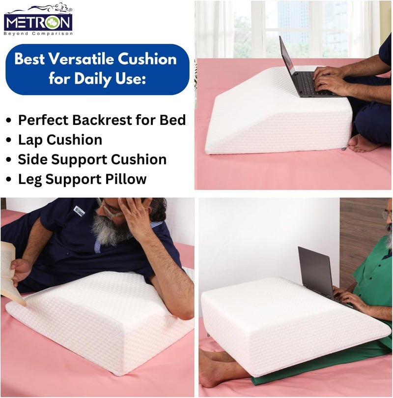 Metron Medium Size | Orthopedic Bed Wedge Elevated Leg Pillow | Foam Wedge for Leg Elevation Reduces Back Pain & Improves Blood Circulation | Firm Supportive |Washable Cover | Color Dark - Image 5