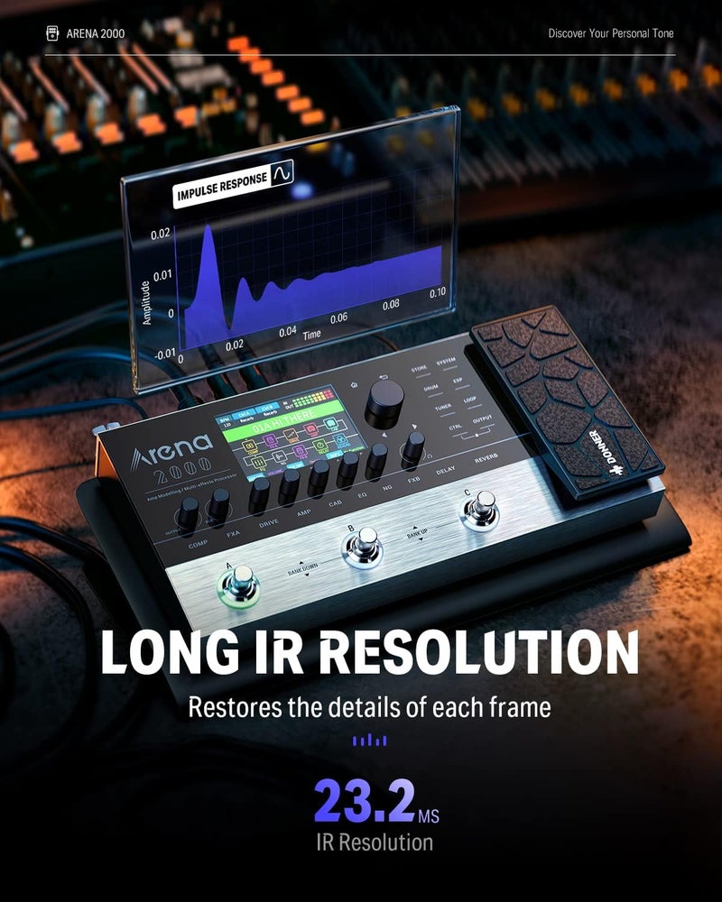 Donner Arena 2000 Guitar Multi-Effects Pedal with 278 Effects, 100 IRs, Looper, Drum Machine, Amp Modeling, XLR and MIDI Support - Image 4