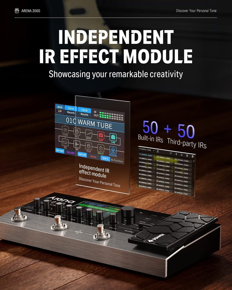 Donner Arena 2000 Guitar Multi-Effects Pedal with 278 Effects, 100 IRs, Looper, Drum Machine, Amp Modeling, XLR and MIDI Support - Image 5