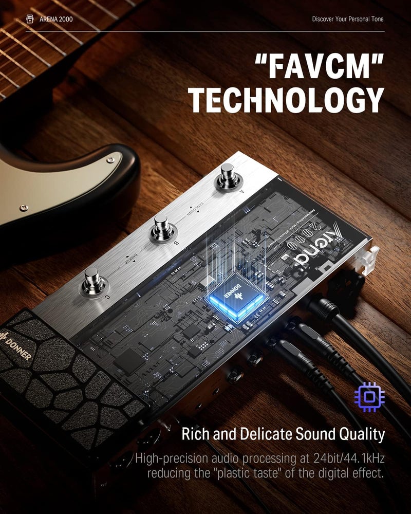 Donner Arena 2000 Guitar Multi-Effects Pedal with 278 Effects, 100 IRs, Looper, Drum Machine, Amp Modeling, XLR and MIDI Support - Image 2