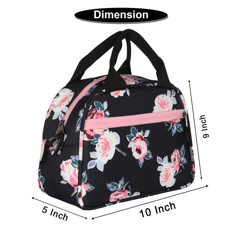 ABLE Multi Print 2 Compartment Lunch Tote Bag For Girls - School/College/Casual Bag Black, 40 Litre, Casual Backpack - Image 5
