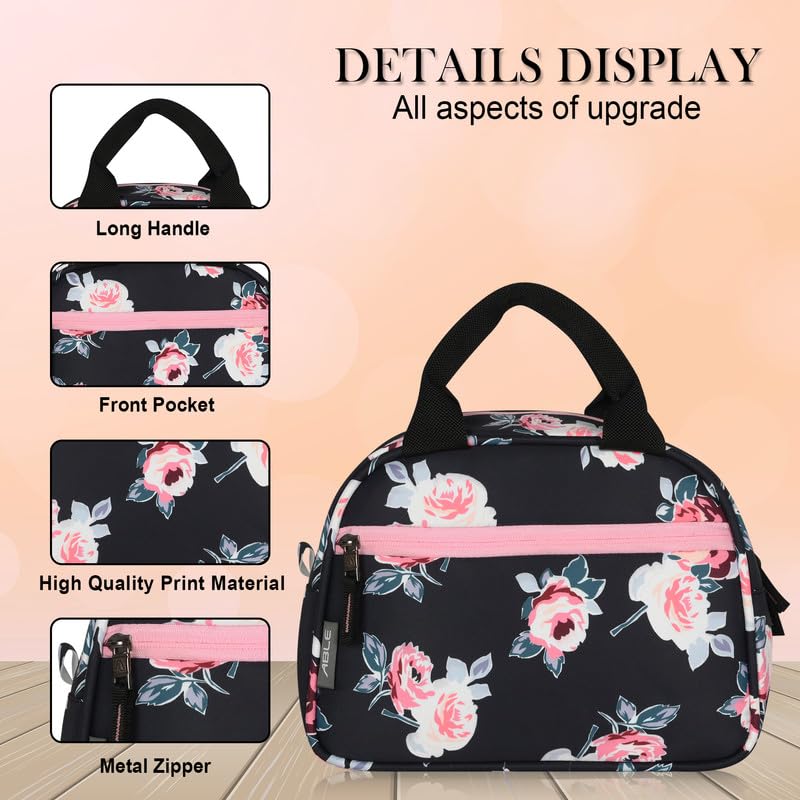 ABLE Multi Print 2 Compartment Lunch Tote Bag For Girls - School/College/Casual Bag Black, 40 Litre, Casual Backpack - Image 3