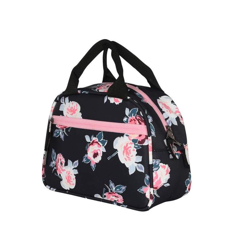ABLE Multi Print 2 Compartment Lunch Tote Bag For Girls - School/College/Casual Bag Black, 40 Litre, Casual Backpack - Image 1