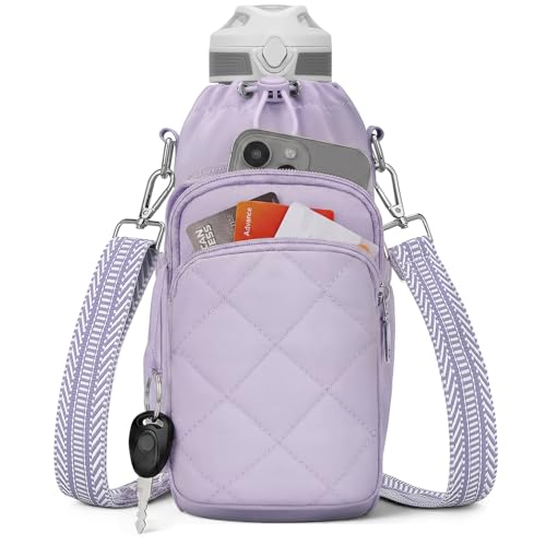 SYTRAH Water Bottle Bag CrossbodyInsulated Water Bottle Purse Crossbody Water Bottle Holder with Strap 40 oz Sling Bag for Walking Hiking Purple - Image 1