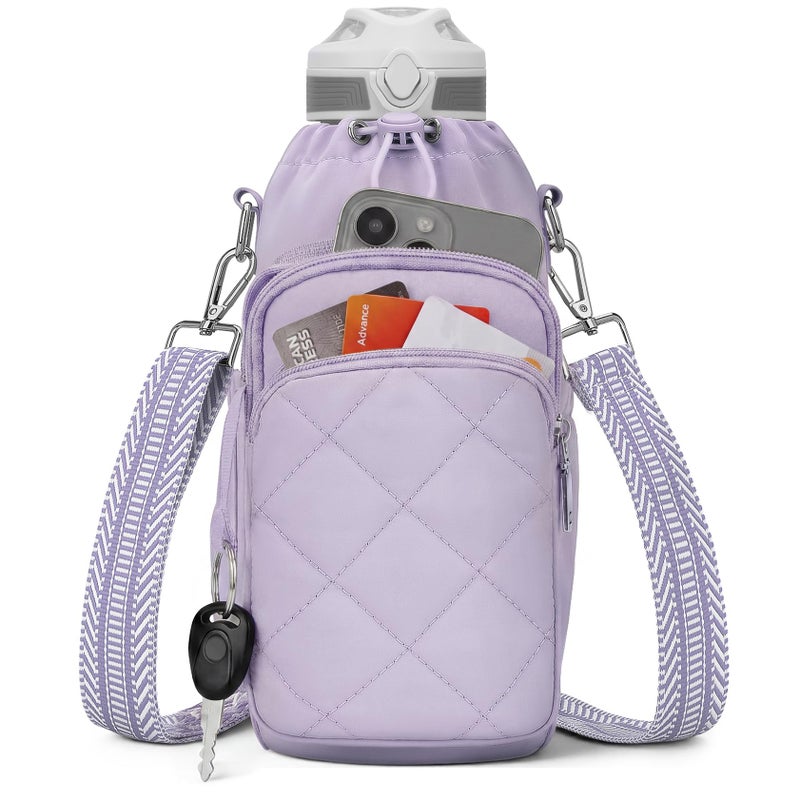 SYTRAH Water Bottle Bag CrossbodyInsulated Water Bottle Purse Crossbody Water Bottle Holder with Strap 40 oz Sling Bag for Walking Hiking Purple - Image 2