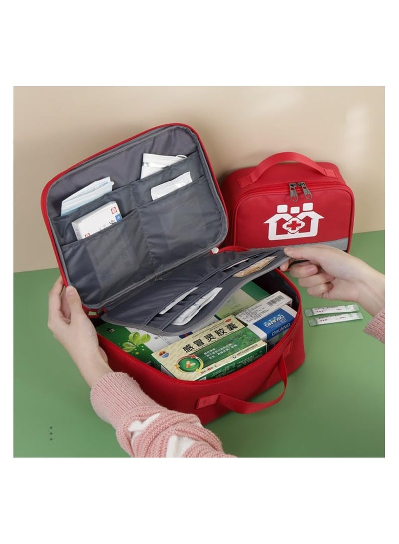 SYOSI Empty First Aid kit Bag Red Medical Supplies Organizer Bag Travel Medicine Bag Travel Rescue Pouch First Responder Storage Medicine Emergency Bag for Car Home Camping Medium Bag Only - Image 2