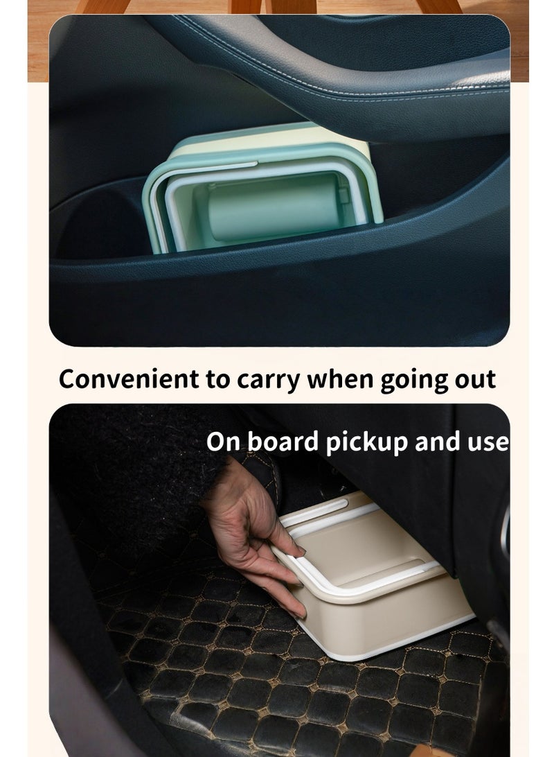 علبة قمامة السيارات للأصدقاء والعائلة ، مع كيس قمامة تخزين مدمج وتصميم مقاوم للتسرب ، مناسب للسيارات والمنازل والمكاتب والمطبخ وغرف النوم ، ويأتي مع 5 لفات من أكياس القمامة كهدية - Image 4