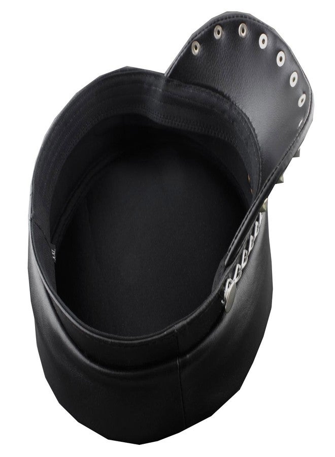 vogueteen New! Métal Rivet clouté crâne Hommes en Cuir véritable Biker Punk Rocker Cap (55cm-56cm) Black - Image 3