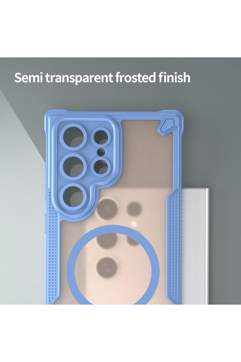 Cover For Samsung Galaxy S24 Ultra Armor Glaze MagSafe Magnetic Phone Case Raised edges around the screen and camera lens help prevent scratches - Blue - Image 4