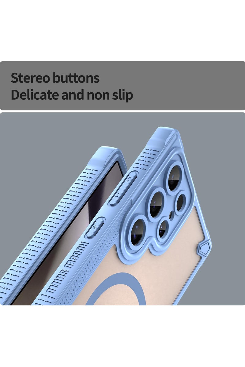 Cover For Samsung Galaxy S24 Ultra Armor Glaze MagSafe Magnetic Phone Case Raised edges around the screen and camera lens help prevent scratches - Blue - Image 5