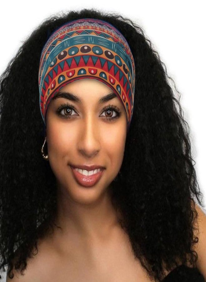 ووي عصابات رأس أفريقية من Woeoe، عصابات شعر معقودة، أغطية رأس رياضية لليوغا، وشاح رأس مطاطي عريض للنساء والفتيات (عبوة من 4 قطع) - Image 4