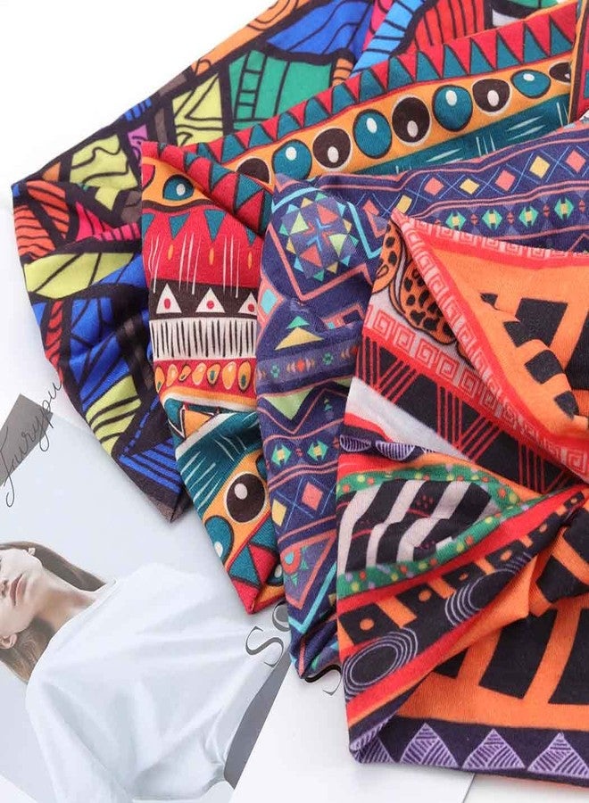 ووي عصابات رأس أفريقية من Woeoe، عصابات شعر معقودة، أغطية رأس رياضية لليوغا، وشاح رأس مطاطي عريض للنساء والفتيات (عبوة من 4 قطع) - Image 5