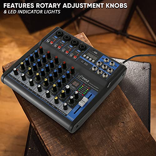 Pyle 6-Channel Professional Audio Mixer - USB - Bluetooth - 48V Phantom Power - Digital MP3 Input - FX 16-Bit DSP - Desk System Interface - PMXU63BT - Image 5