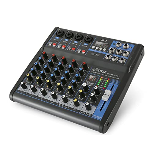 Pyle 6-Channel Professional Audio Mixer - USB - Bluetooth - 48V Phantom Power - Digital MP3 Input - FX 16-Bit DSP - Desk System Interface - PMXU63BT - Image 1
