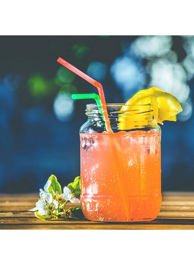 ALINK 500-Pack Solid Colors Flexible Drinking Straws, Plastic Disposable Bendy Straws - 7.75" x 0.23" - Image 5