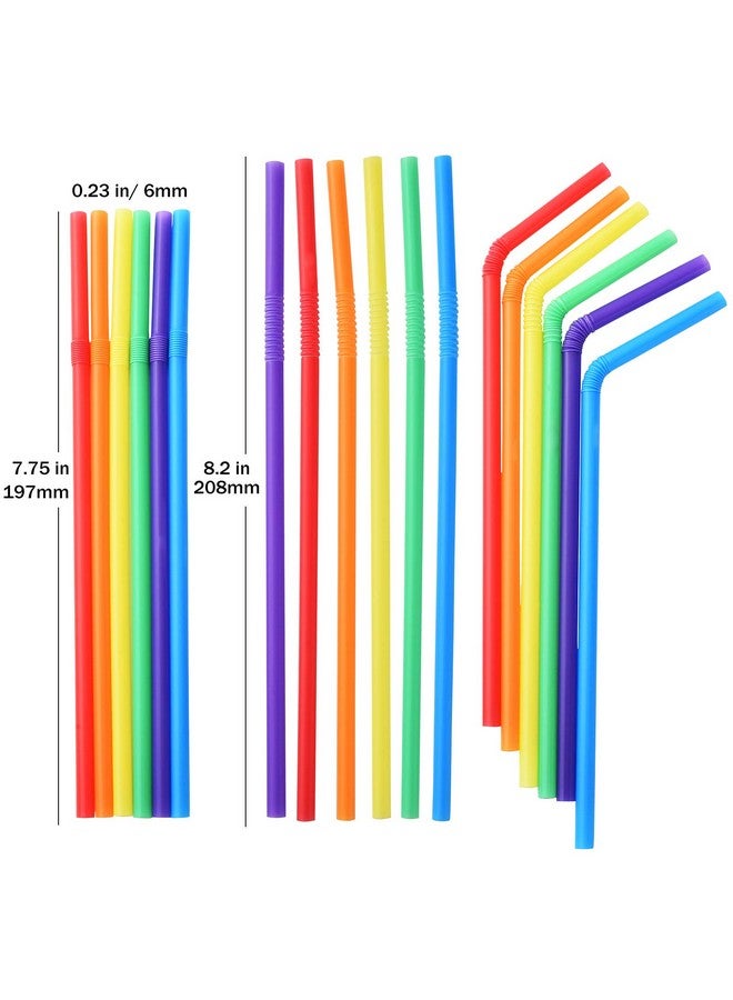 ALINK 500-Pack Solid Colors Flexible Drinking Straws, Plastic Disposable Bendy Straws - 7.75" x 0.23" - Image 2