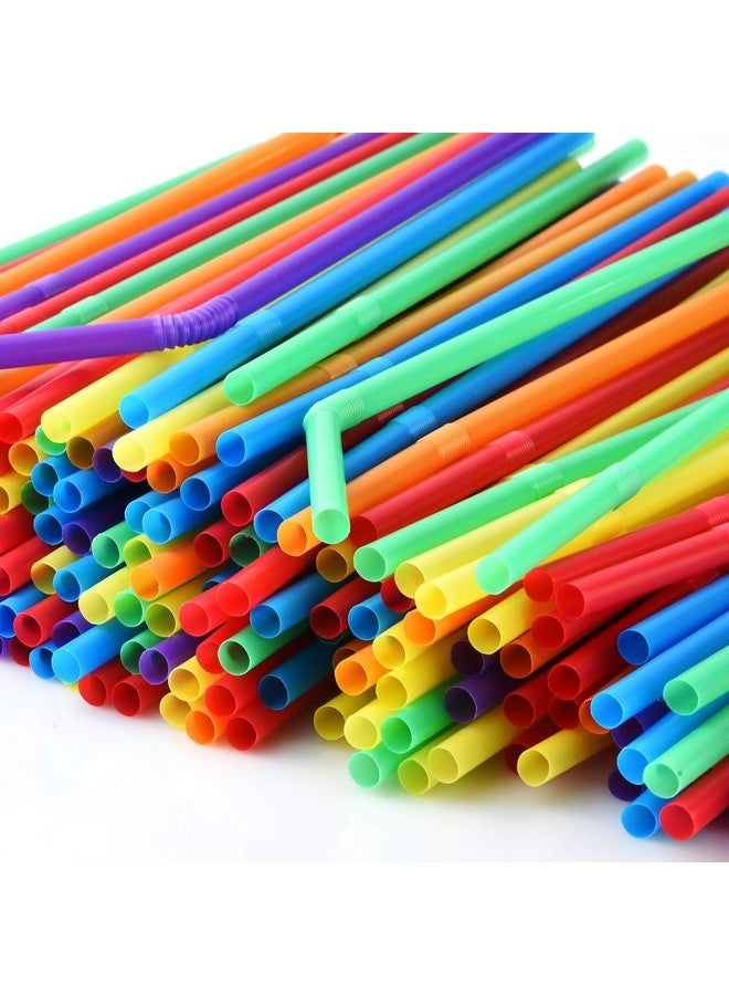 ALINK 500-Pack Solid Colors Flexible Drinking Straws, Plastic Disposable Bendy Straws - 7.75" x 0.23" - Image 3