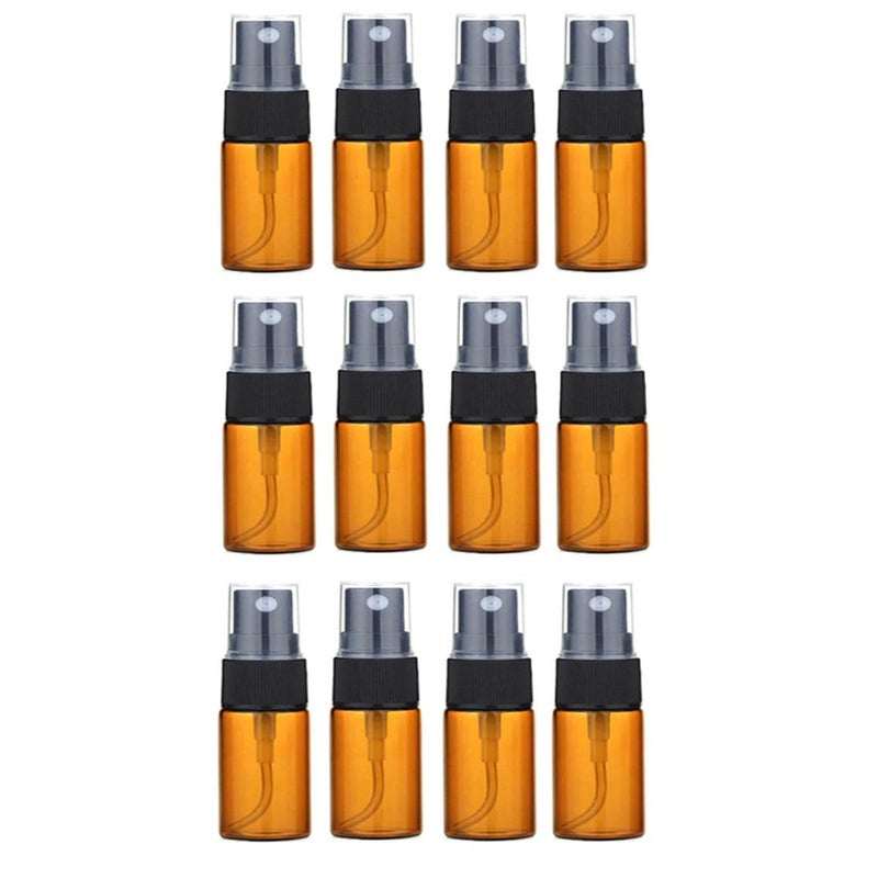 UPSTORE 12Pcs 10ml/0.34oz Glass Spray Bottles Empty Refillable Fine Mist Spray Bottle Dispenser with Cap Essential Oil Liquid Containers Jar for Perfume