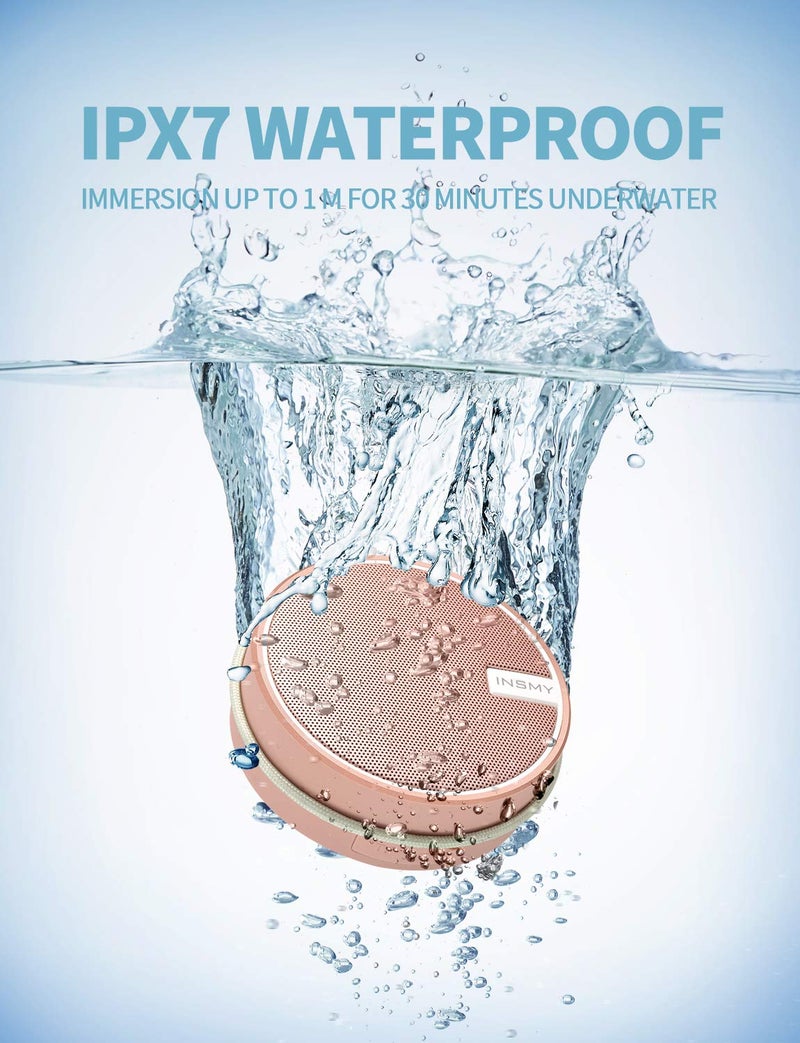 INSMY C12 IPX7 Waterproof Shower Bluetooth , Portable Small , Speakers Bluetooth Wireless Loud Clear Sound Support TF Card Suction Cup for Outdoor Kayak Canoe Beach Gift (Cashmere Pink) - Image 2