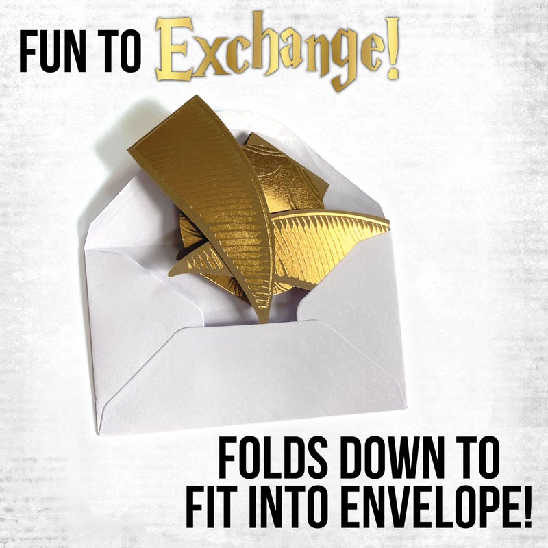 Harry Potter Golden Snitch Valentine's Day Card Set for Kids, 28 Card Pack & Envelopes - Shiny Gold Foil Snitch Cards with Fun Greetings - Great for School Classroom Exchange Parties - Boys & Girls 4+ - Image 5