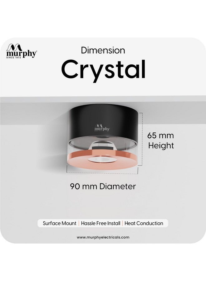 Murphy 12W Crystal Black Rose Gold Cylindrical COB Surface Lights for Ceiling (Warm White, Pack of 1) - Image 5
