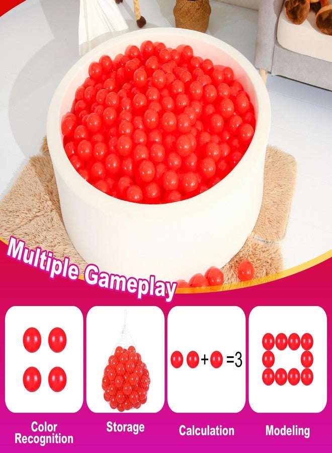 Realhaha كرات Realhaha Pit Balls للأطفال الصغار، كرات بلاستيكية خالية من مادة BPA مقاس 2.4 بوصة للأطفال الرضع من الأولاد والبنات، ملحقات للأطفال لمنزل القفز، 100 كرة (أحمر) - Image 2