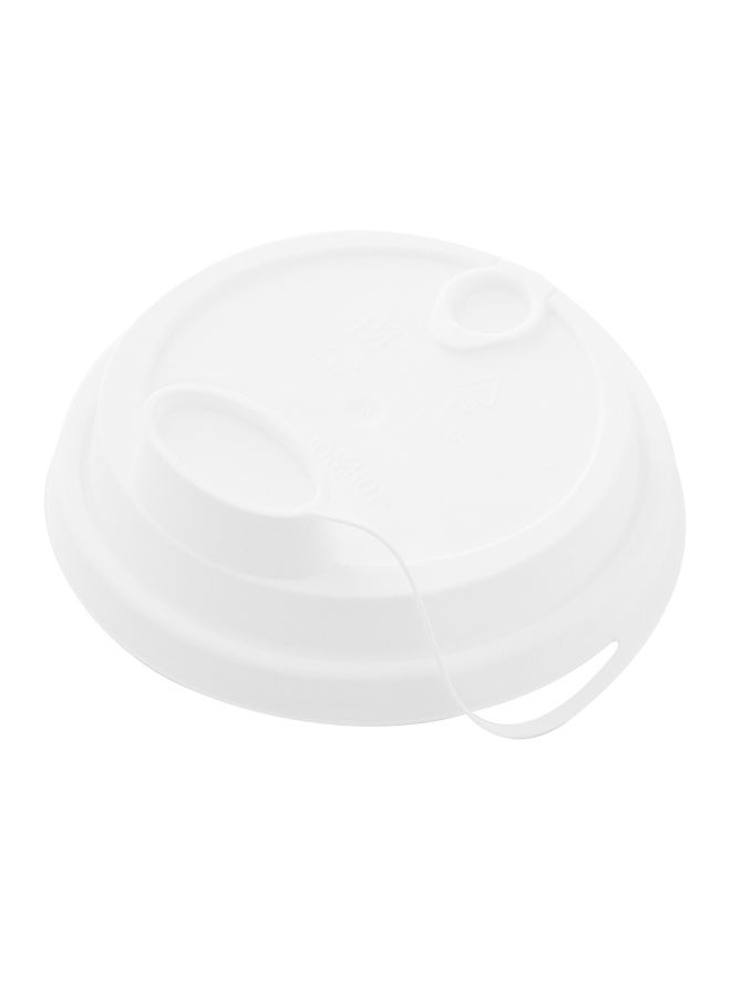Restaurantware LIDS ONLY: Bev Tek Lids For 12-, 16-, 24-OZ Coffee Cups, 500 Leakproof Beverage Lids - 2-In-1 Design, Attached Stoppers, White Plastic Disposable Lids, Cups Sold Separately - Image 1