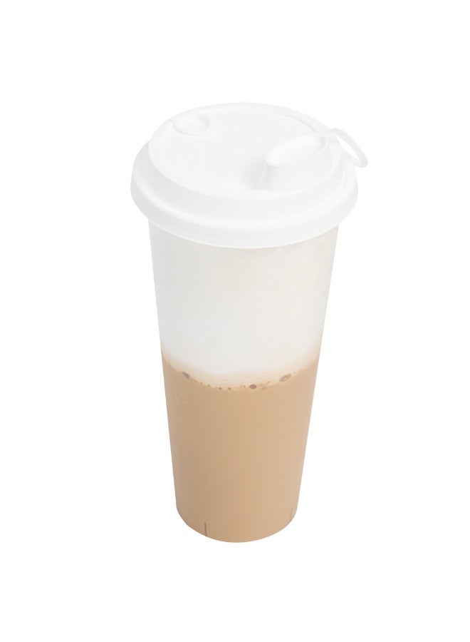 Restaurantware LIDS ONLY: Bev Tek Lids For 12-, 16-, 24-OZ Coffee Cups, 500 Leakproof Beverage Lids - 2-In-1 Design, Attached Stoppers, White Plastic Disposable Lids, Cups Sold Separately - Image 2