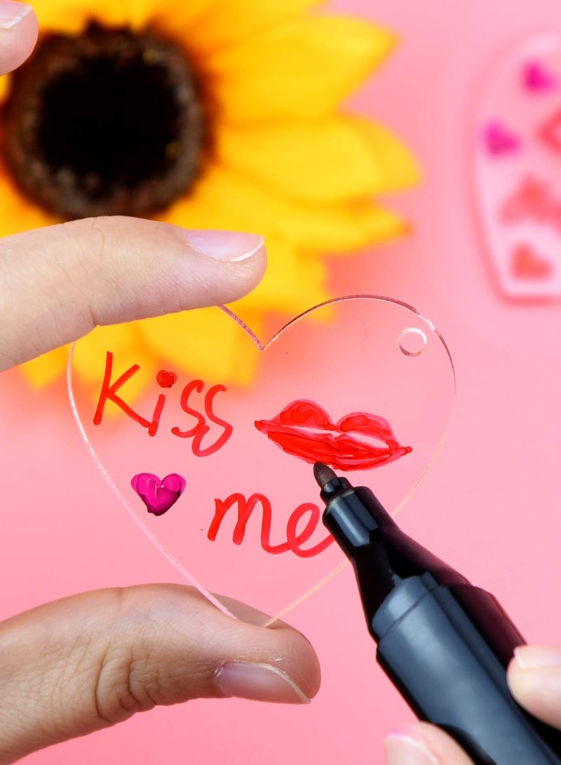 Zikra 30 قطعة من مفاتيح الأكريليك الفارغة على شكل قلب أكريليك شفاف و 30 قطعة من حلقات المفاتيح المعدنية الفارغة لمشاريع الحرف اليدوية وزينة عيد الحب - Image 4