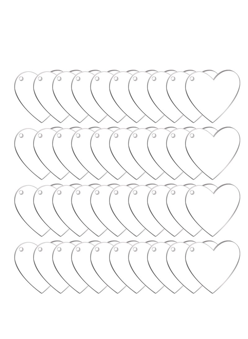 Zikra 30 قطعة من مفاتيح الأكريليك الفارغة على شكل قلب أكريليك شفاف و 30 قطعة من حلقات المفاتيح المعدنية الفارغة لمشاريع الحرف اليدوية وزينة عيد الحب - Image 1