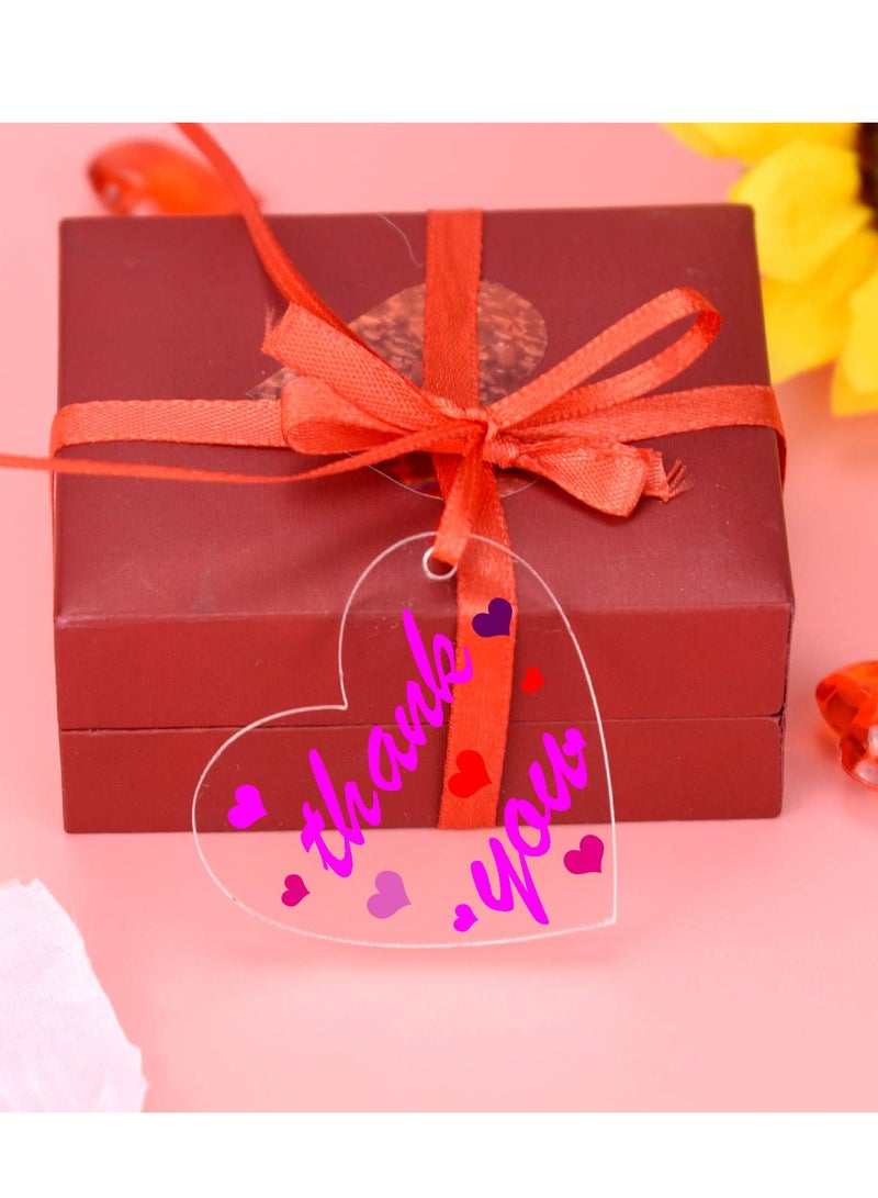 Zikra 30 قطعة من مفاتيح الأكريليك الفارغة على شكل قلب أكريليك شفاف و 30 قطعة من حلقات المفاتيح المعدنية الفارغة لمشاريع الحرف اليدوية وزينة عيد الحب - Image 5