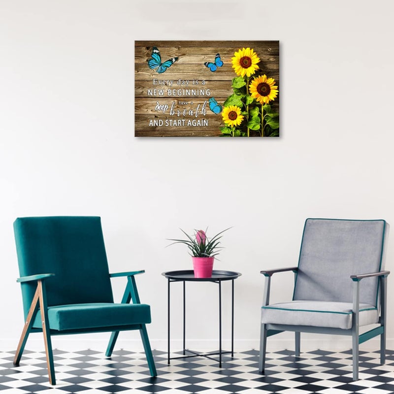 WHAOMIOT Sunflower and Butterfly Inspirational Canvas Art - Image 5