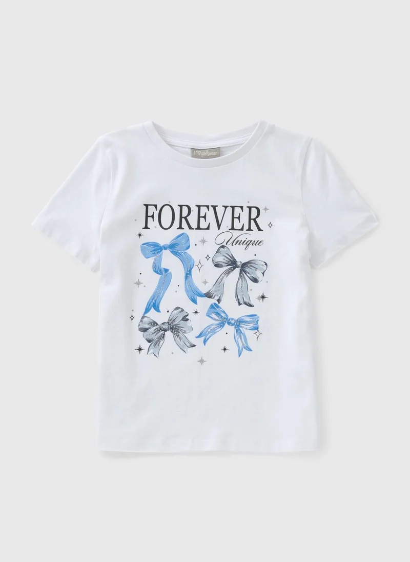 Matalan Girls White Bow T-Shirt