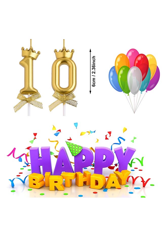Elegant Gold Crown 0-9 Number Candle Set, 10 Pcs Decorative Birthday Cake Numeral Candles for Kids Adults Party Celebration - Image 2