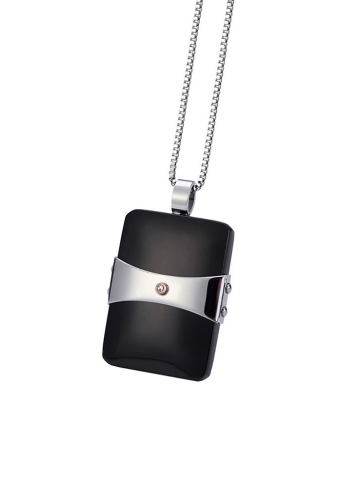 Elementesse Zircon, Steel and Black Plating Pendant With Chain For Mens - Image 1