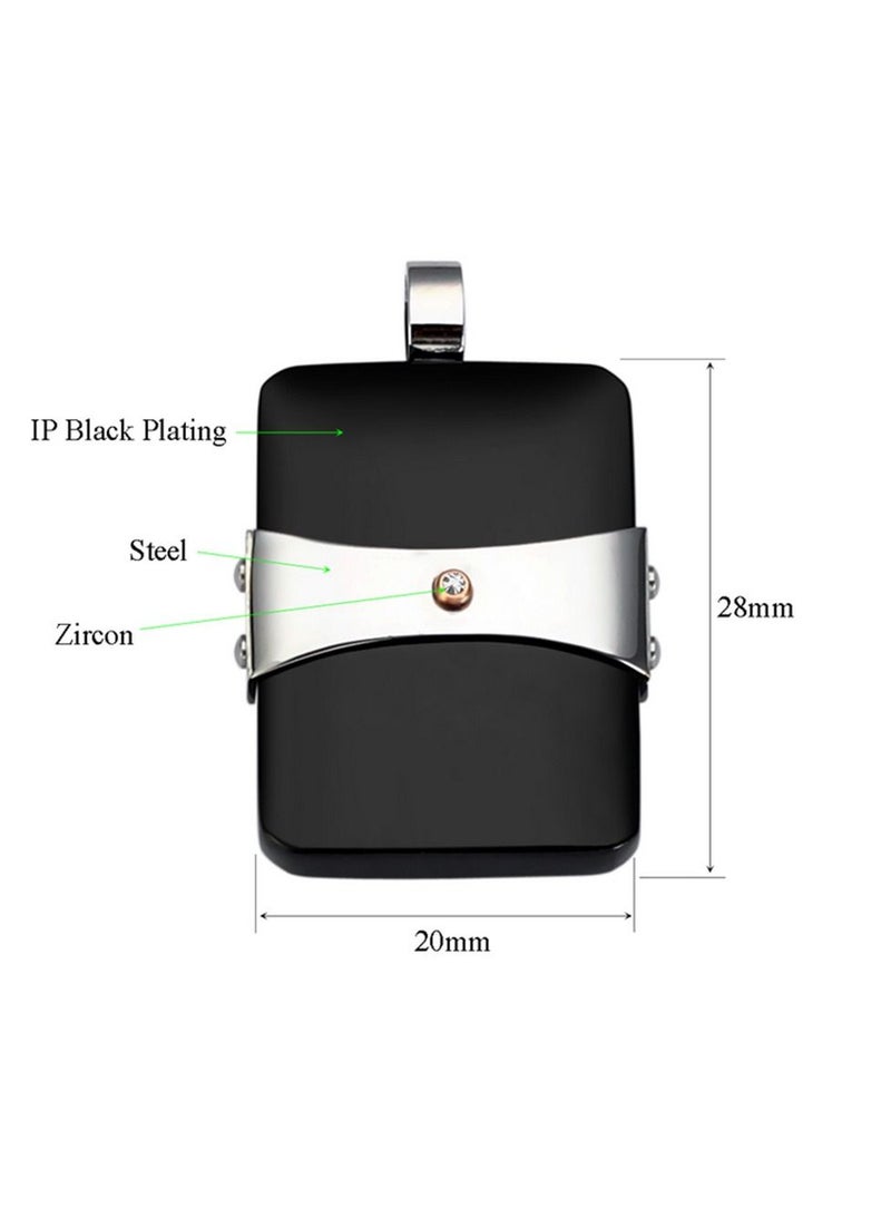 Elementesse Zircon, Steel and Black Plating Pendant With Chain For Mens - Image 4