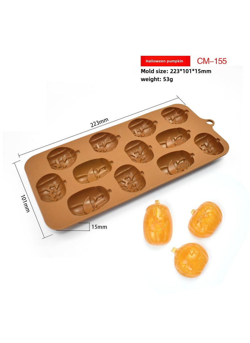 Generic - Halloween Pumpkin Silicone Mold Witch Skull Candy (53g) Emoji Pumpkin CM-155 - Image 1