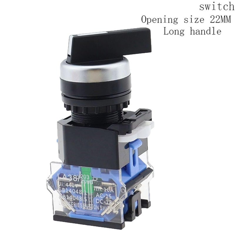 LA38 11X2 مفتاح دوار اختياري 22 مم 2 3 أوضاع لحظي قفل 1NO 1NC 2NO 2NC أزرق ذاتي القفل - Image 3
