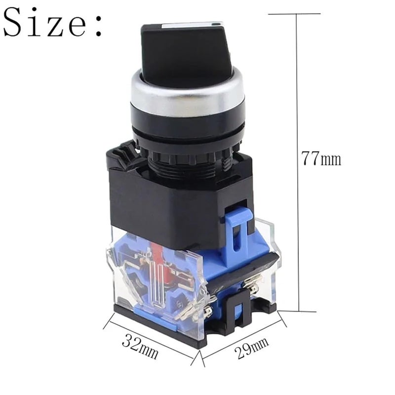 LA38 11X2 مفتاح دوار اختياري 22 مم 2 3 أوضاع لحظي قفل 1NO 1NC 2NO 2NC أزرق ذاتي القفل - Image 4