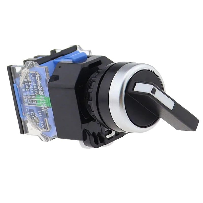 LA38 11X2 مفتاح دوار اختياري 22 مم 2 3 أوضاع لحظي قفل 1NO 1NC 2NO 2NC أزرق ذاتي القفل - Image 1
